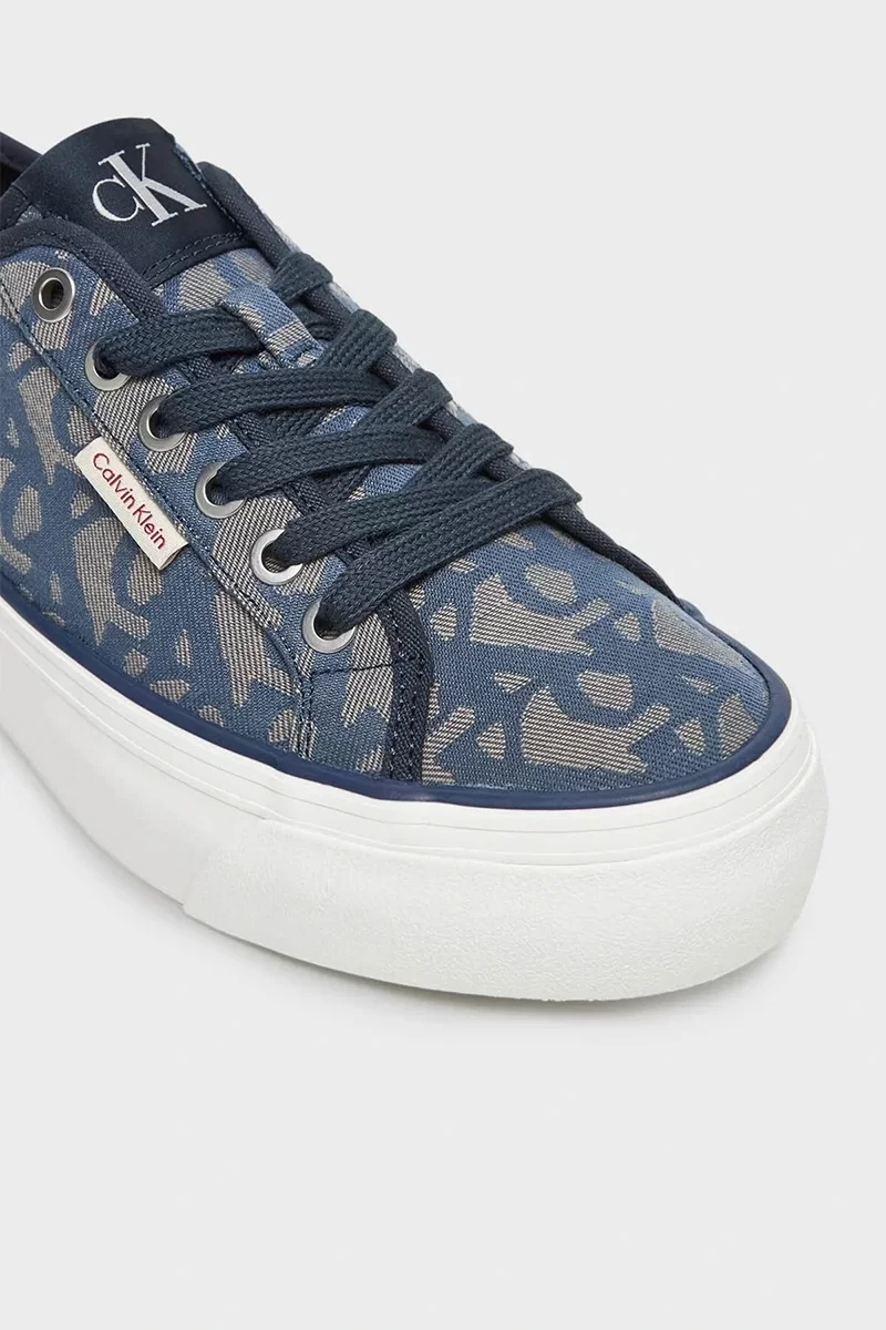 Calvin Klein Jeans Vulkanize Düz Platform Jakarlı Desenli Kadın  Mavi Sneaker YW0YW01965-0G0