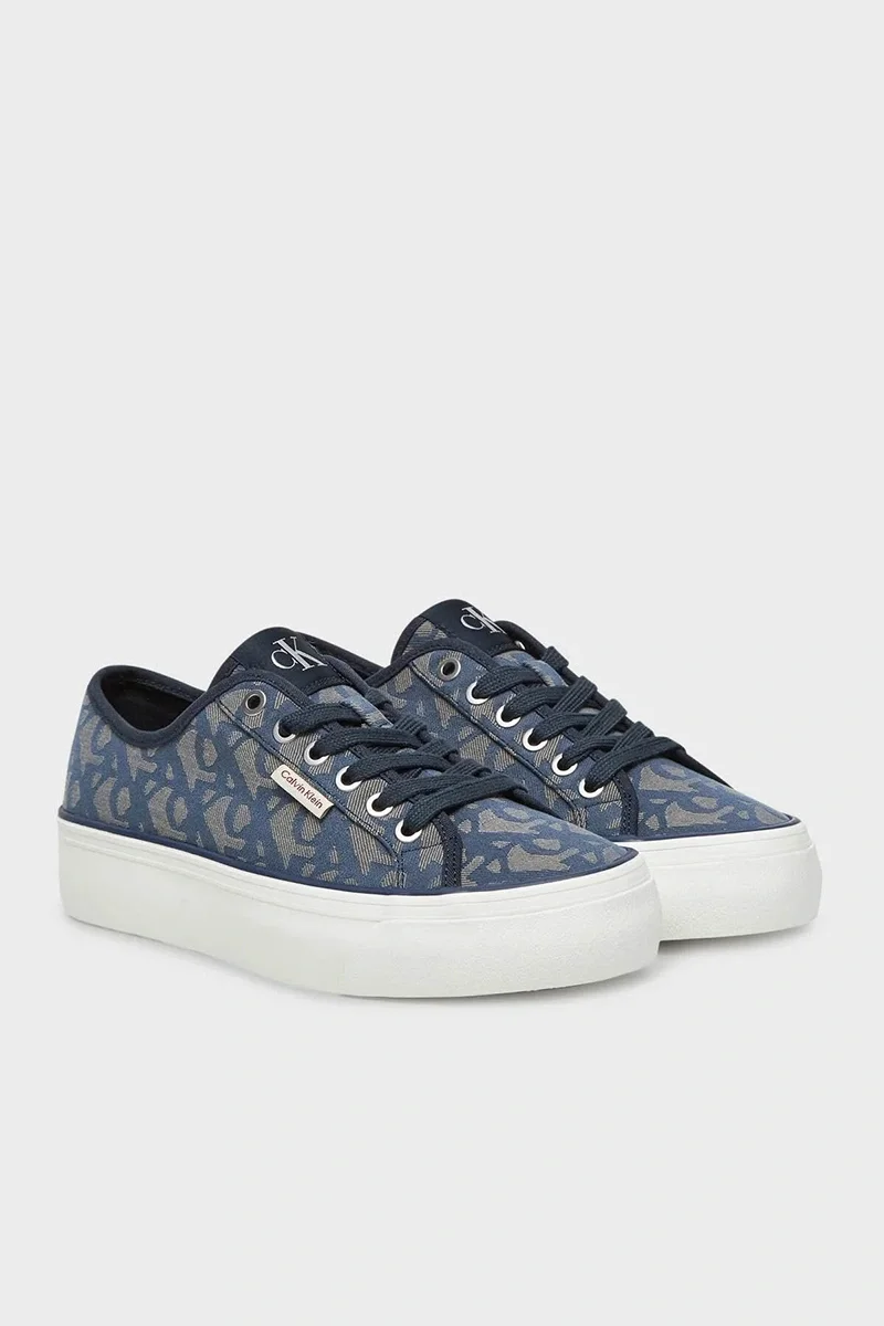 Calvin Klein Jeans Vulkanize Düz Platform Jakarlı Desenli Kadın  Mavi Sneaker YW0YW01965-0G0