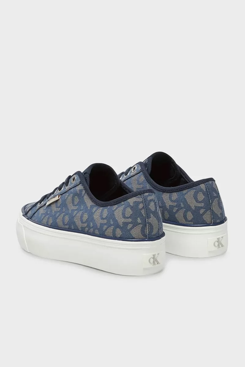 Calvin Klein Jeans Vulkanize Düz Platform Jakarlı Desenli Kadın  Mavi Sneaker YW0YW01965-0G0