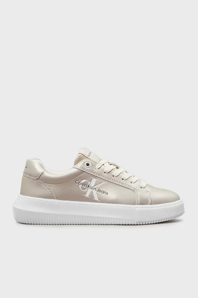 CK Jeans CHUNKY CUPSOLE LACEUP LTH ML MTL Kadın Krem Sneaker YW0YW01517-YBI