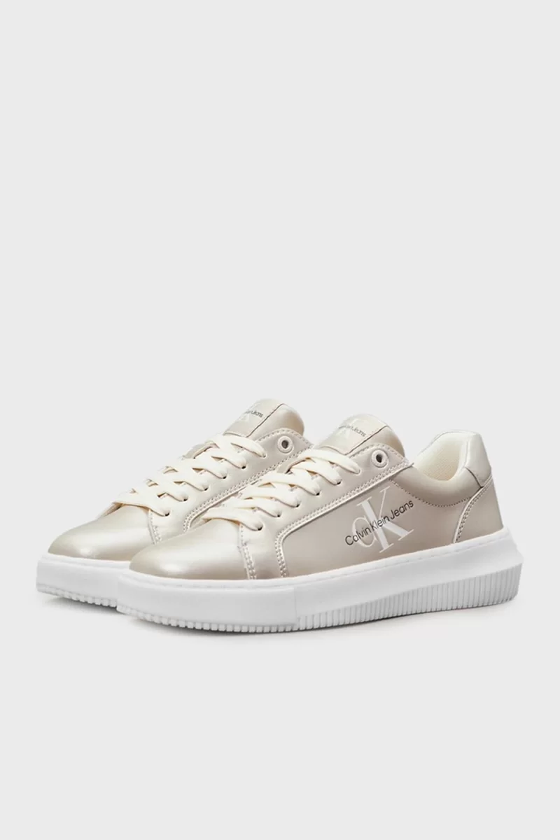 CK Jeans CHUNKY CUPSOLE LACEUP LTH ML MTL Kadın Krem Sneaker YW0YW01517-YBI