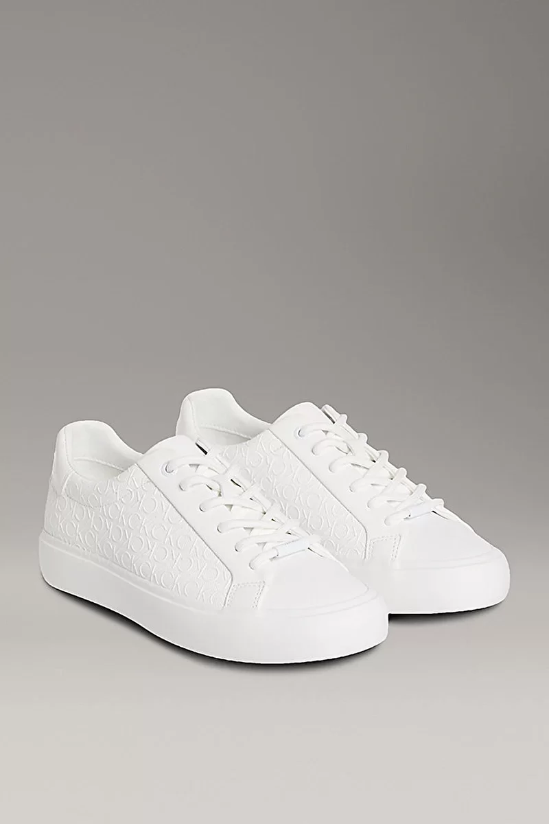 Calvin Klein Kadın Monokrom Vulkanize Bağcıklı Beyaz Sneaker HW0HW02573-0K4