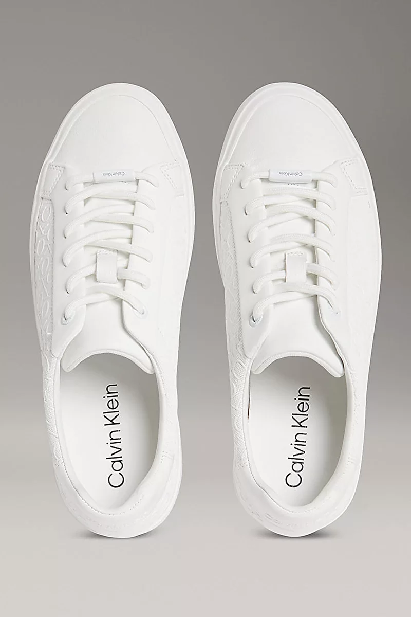 Calvin Klein Kadın Monokrom Vulkanize Bağcıklı Beyaz Sneaker HW0HW02573-0K4