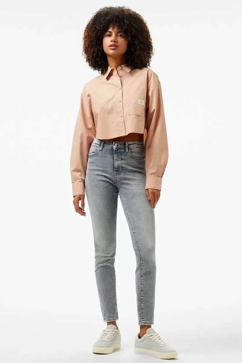 CK Jeans WOVEN LABEL CROPPED SHIRT Kadın  Gömlek J20J225078-TGW