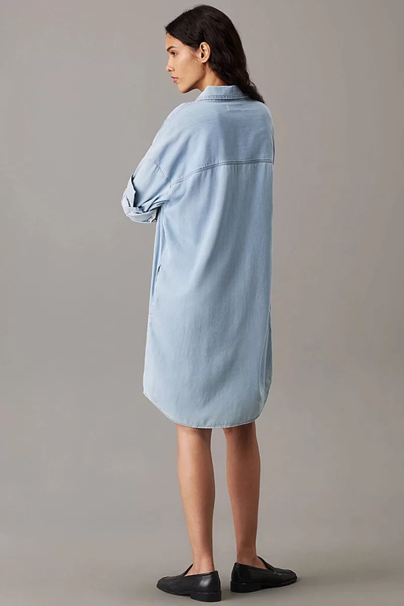 CK Jeans LOOSE SHIRT LYOCELL DENIM DRESS Kadın  Elbise J20J225472-1A4