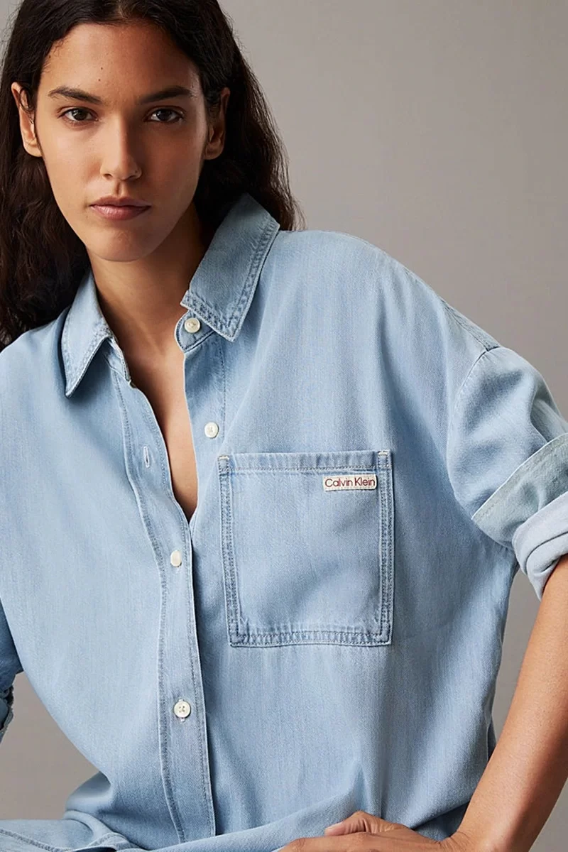 CK Jeans LOOSE SHIRT LYOCELL DENIM DRESS Kadın  Elbise J20J225472-1A4