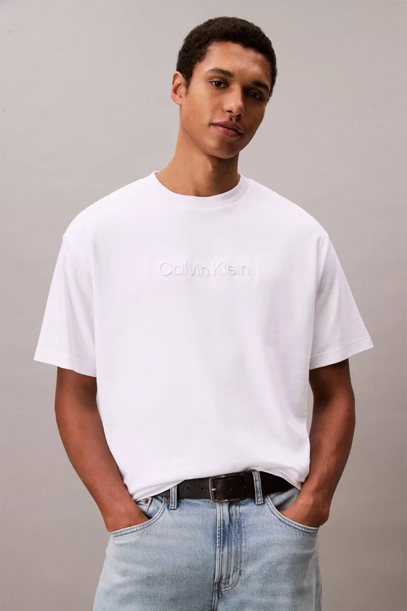Calvin Klein Logo Erkek Beyaz T-shirt LV04LC206G-YAF