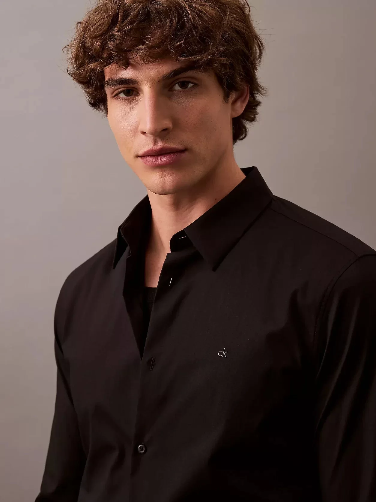 Calvin Klein LS SOLID STRETCH SLIM SHIRT Erkek SİYAH Gömlek LV04LB145G-UB1