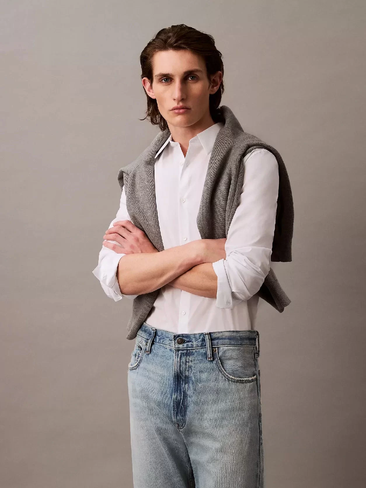 Calvin Klein LS SOLID STRETCH SLIM SHIRT Erkek BEYAZ Gömlek LV04LB145G-YAA