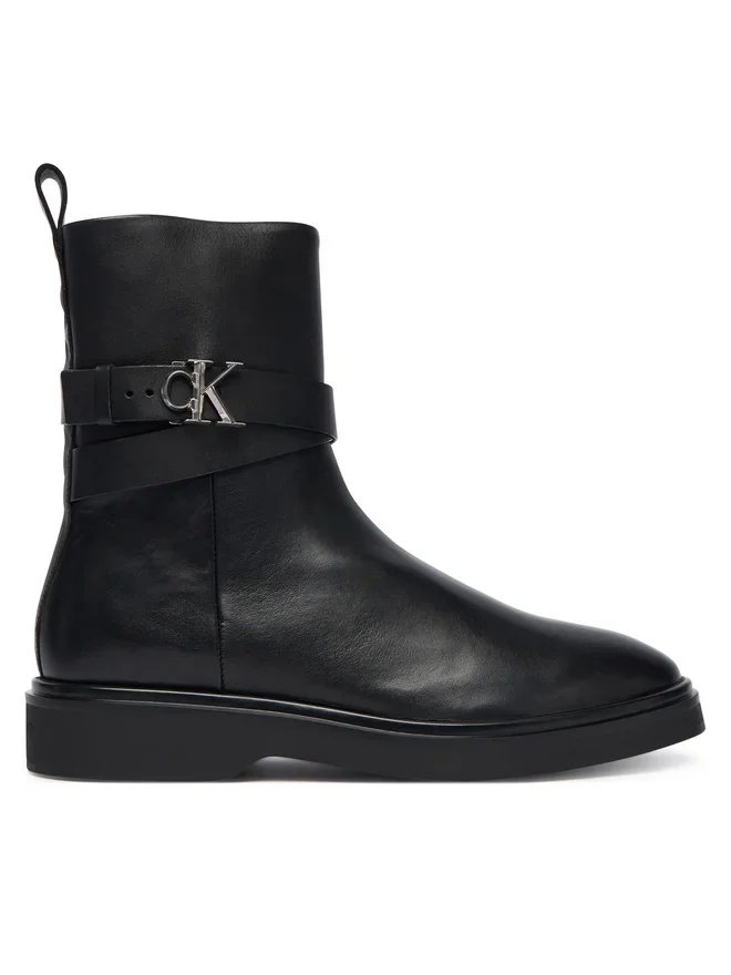 Calvin Klein Metal Logolu Bilek Boy Kadın Siyah Bot HW0HW02663-BEH