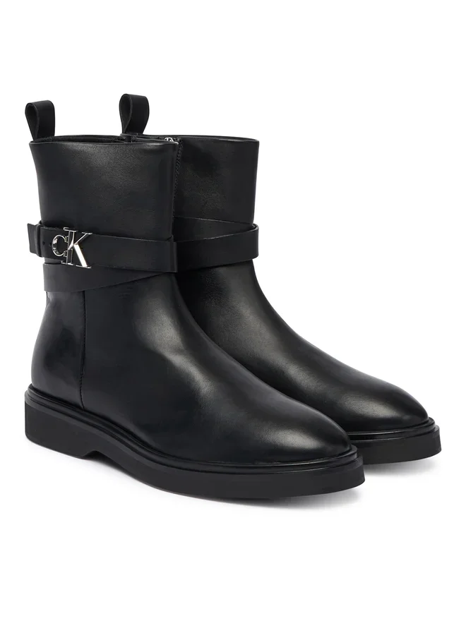 Calvin Klein Metal Logolu Bilek Boy Kadın Siyah Bot HW0HW02663-BEH