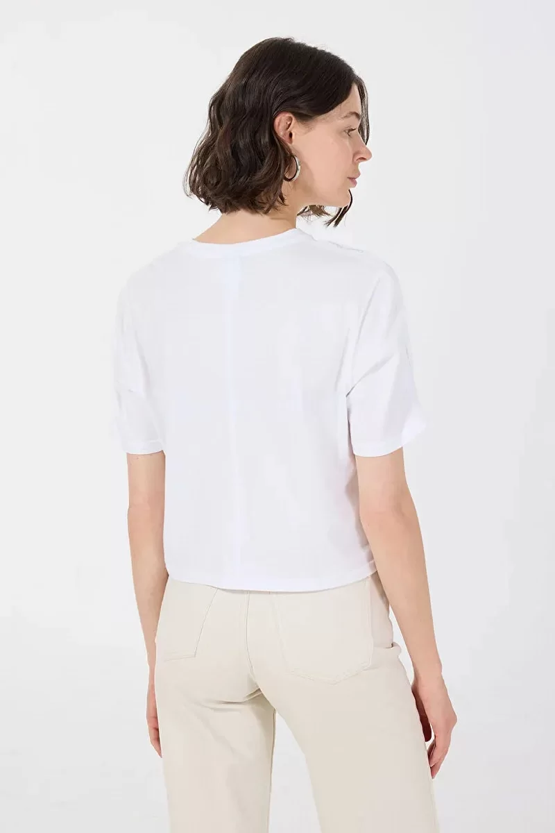 Calvin Klein Modern Terry Sport Kadın Beyaz T-Shirt LVGWS5K109-YAA
