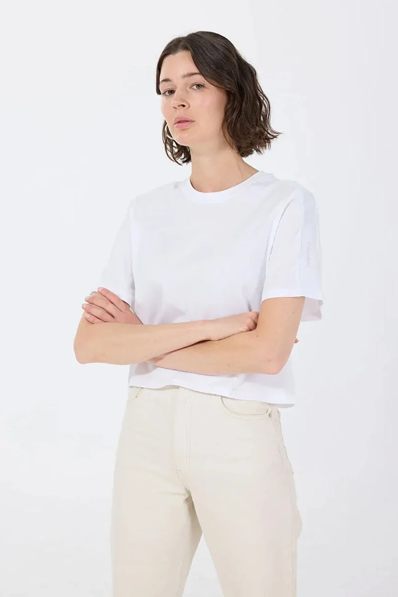 Calvin Klein Modern Terry Sport Kadın Beyaz T-Shirt LVGWS5K109-YAA