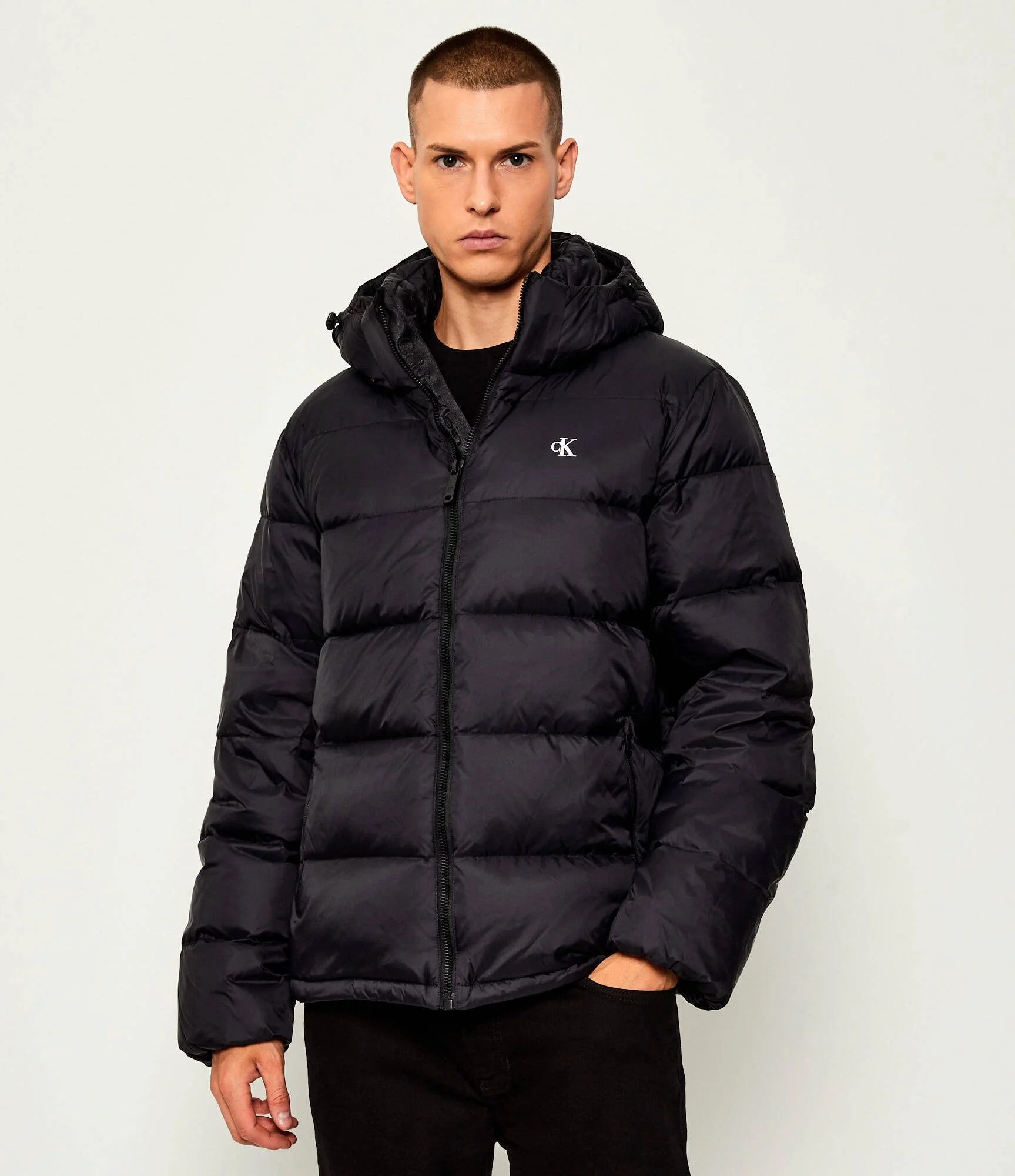 Calvin Klein Uzun Kollu Çıkarılabilir Kapüşonlu Şişme Erkek Siyah  Mont LV04RC518G-UB1