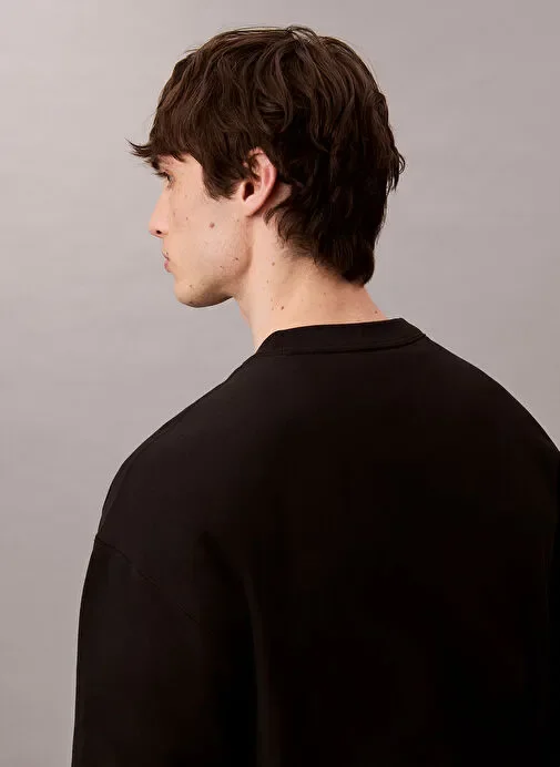 Calvin Klein Uzun Kollu Penye Monologolu Bisiklet Yaka Erkek Sweatshirt LV04RD242G-CEF