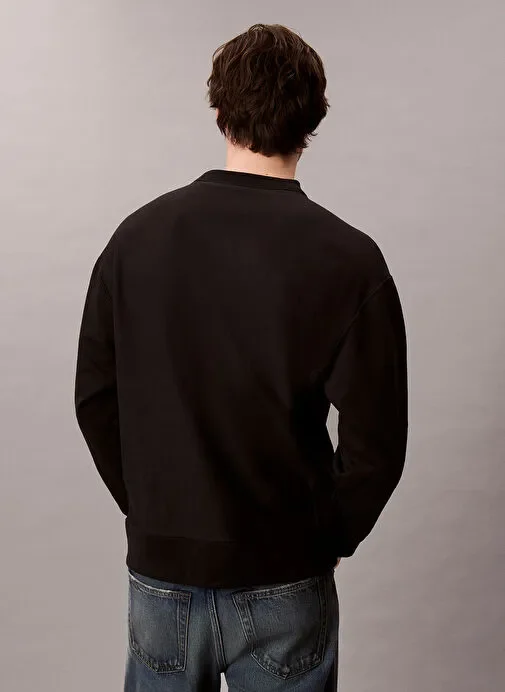 Calvin Klein Uzun Kollu Penye Monologolu Bisiklet Yaka Erkek Sweatshirt LV04RD242G-CEF
