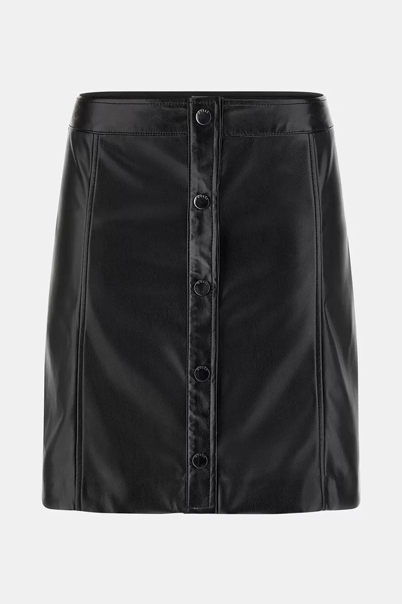 Guess CAROLA FAUX LEATHER Kadın Siyah Etek W3YD65WF8Q0-JBLK