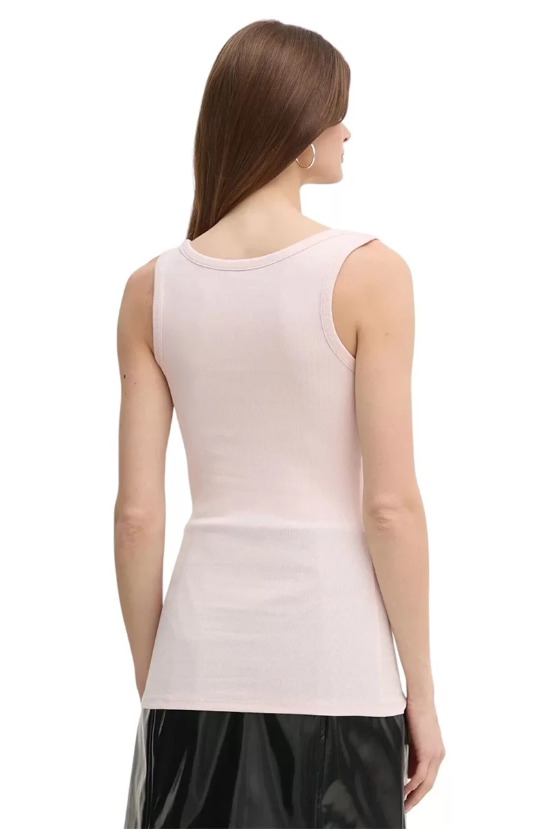 Guess Chenılle Logo Tank Top Rıb Kadın Pembe Atlet W5RP03KA0H1-A60W
