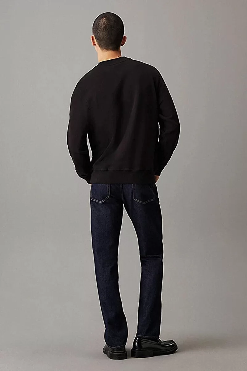 CK Jeans CHENILLE MONOLOGO CREW NECK Erkek SİYAH Sweatshirt J30J326144-BEH