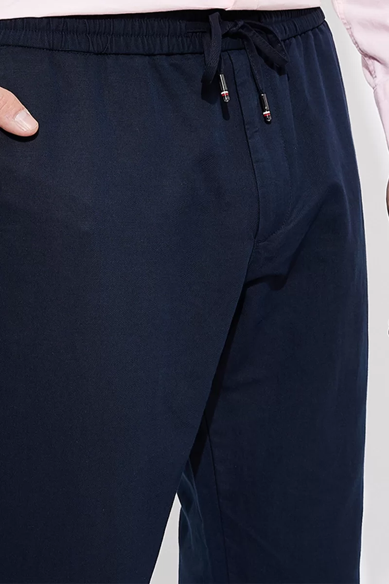 Tommy Hilfiger CHINO HARLEM PO DRWS CO LINEN Erkek Lacivert Pantolon MW0MW34533DW5