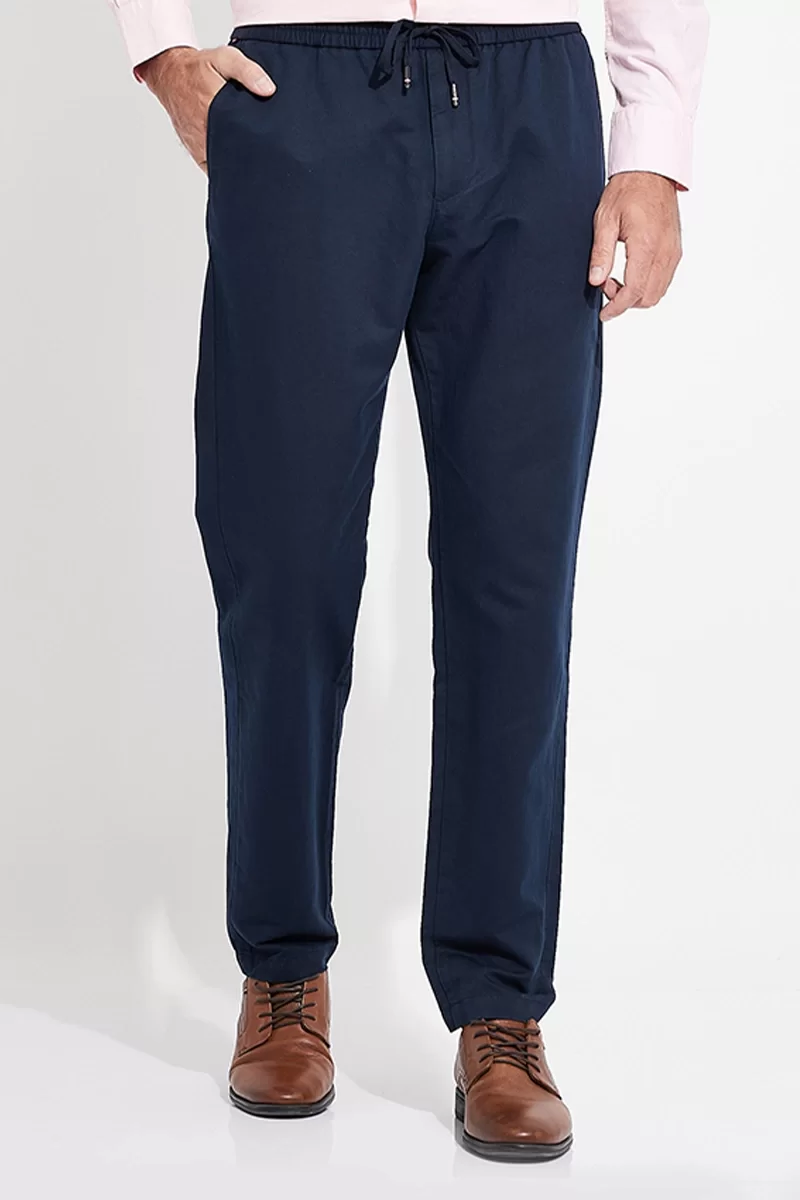 Tommy Hilfiger CHINO HARLEM PO DRWS CO LINEN Erkek Lacivert Pantolon MW0MW34533DW5