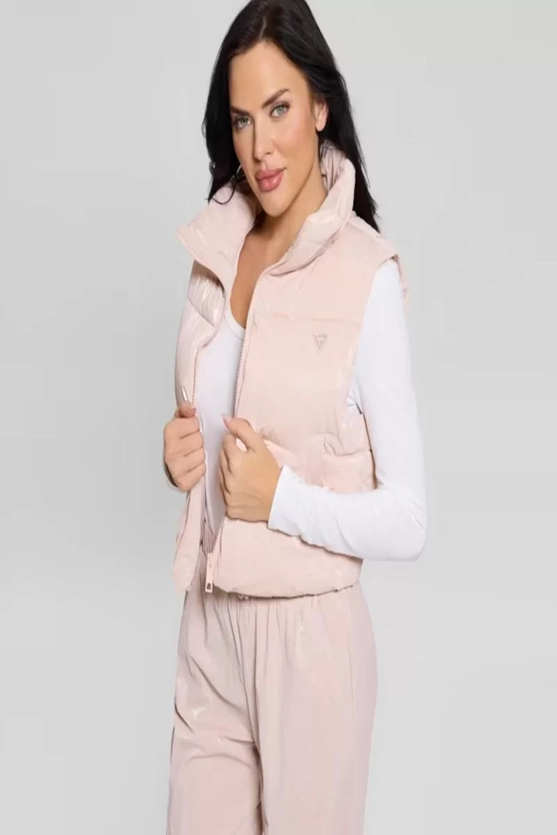 Guess Chrıs Sleeveless Puffer Crop J Kadın Pembe Yelek V5RL00WGUJ0-G6O1