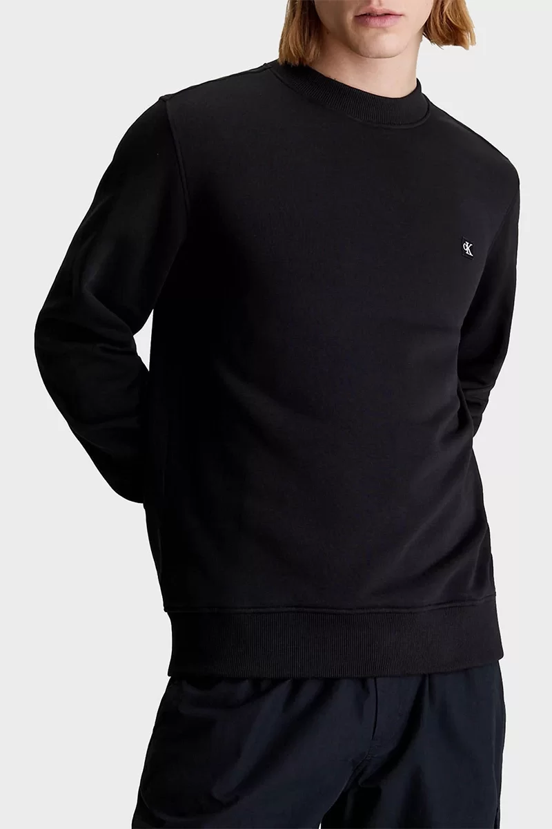 CK Jeans CK EMBRO BADGE CREW NECK Erkek SİYAH Sweatshirt J30J325270-BEH