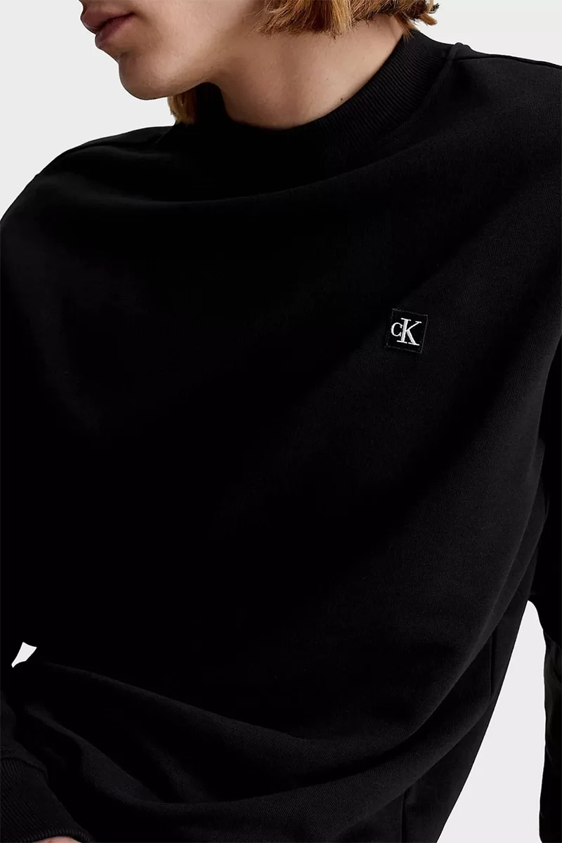 CK Jeans CK EMBRO BADGE CREW NECK Erkek SİYAH Sweatshirt J30J325270-BEH