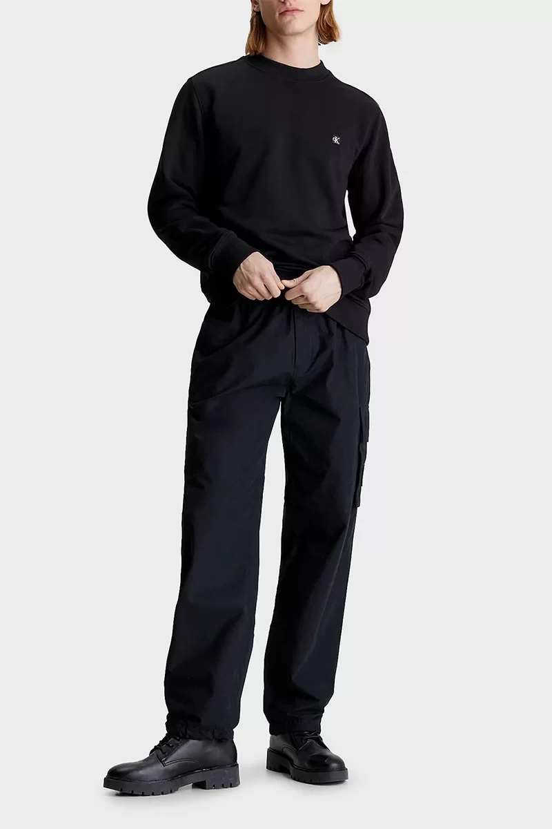 CK Jeans CK EMBRO BADGE CREW NECK Erkek SİYAH Sweatshirt J30J325270-BEH