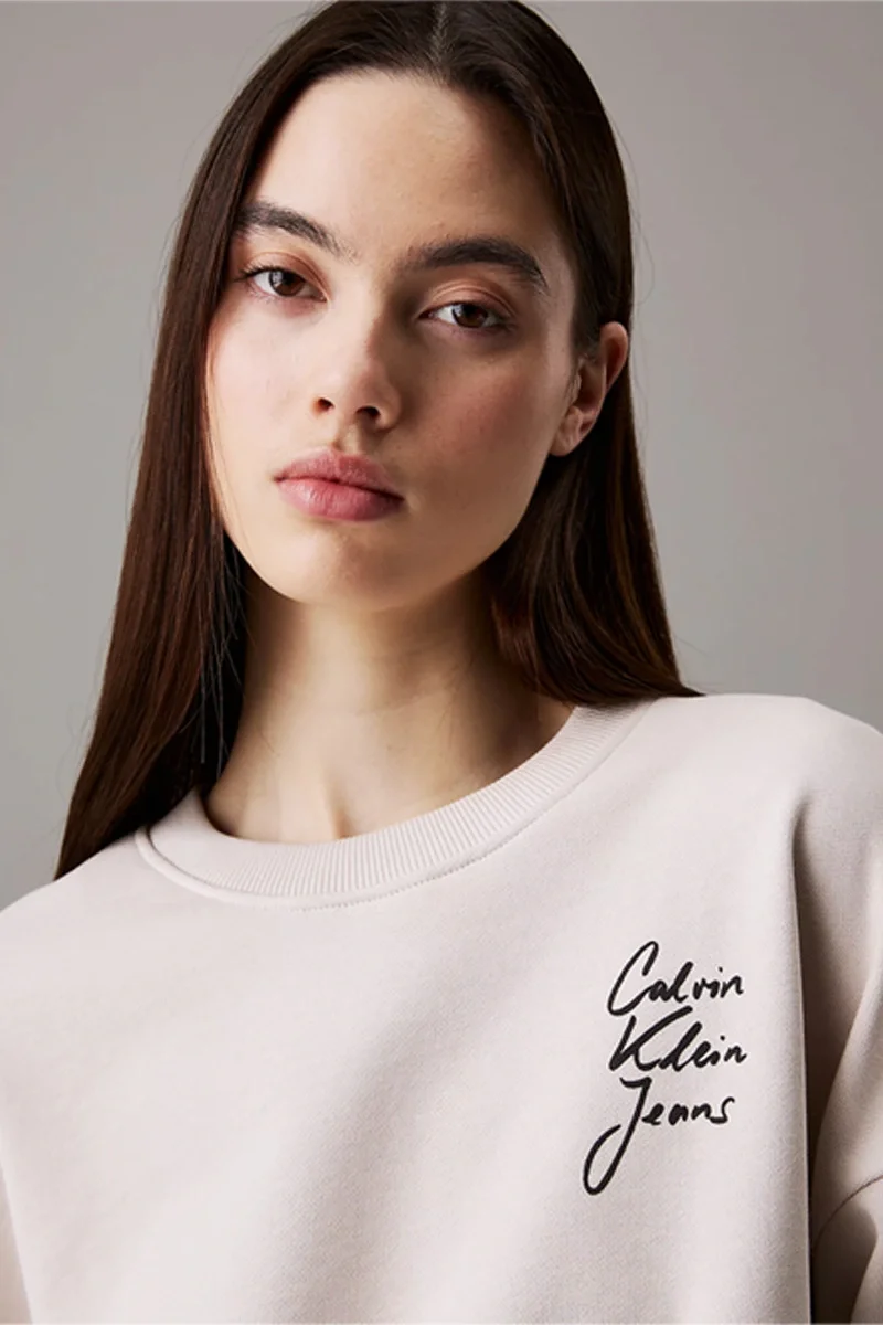 CK Jeans SCRIPT INSTITUTIONAL CREWNECK Kadın  Sweatshirt J20J224743-PDH