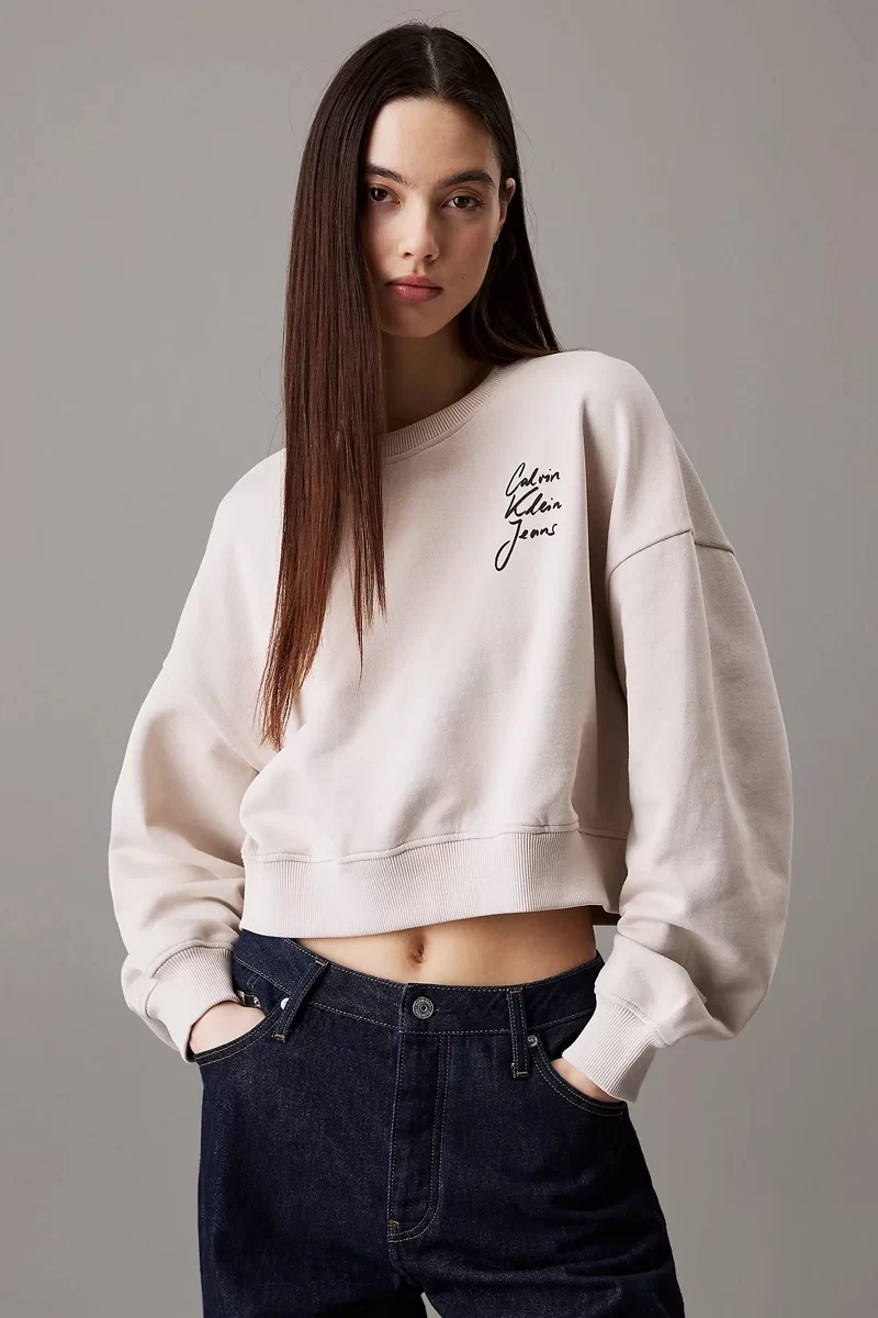 CK Jeans SCRIPT INSTITUTIONAL CREWNECK Kadın  Sweatshirt J20J224743-PDH