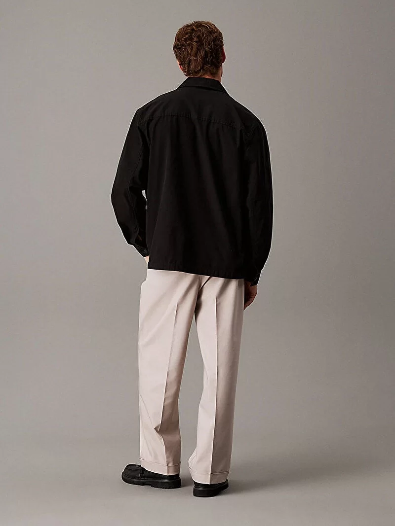 Calvin Klein Erkek Pamuklu Siyah Overshirt Gömlek