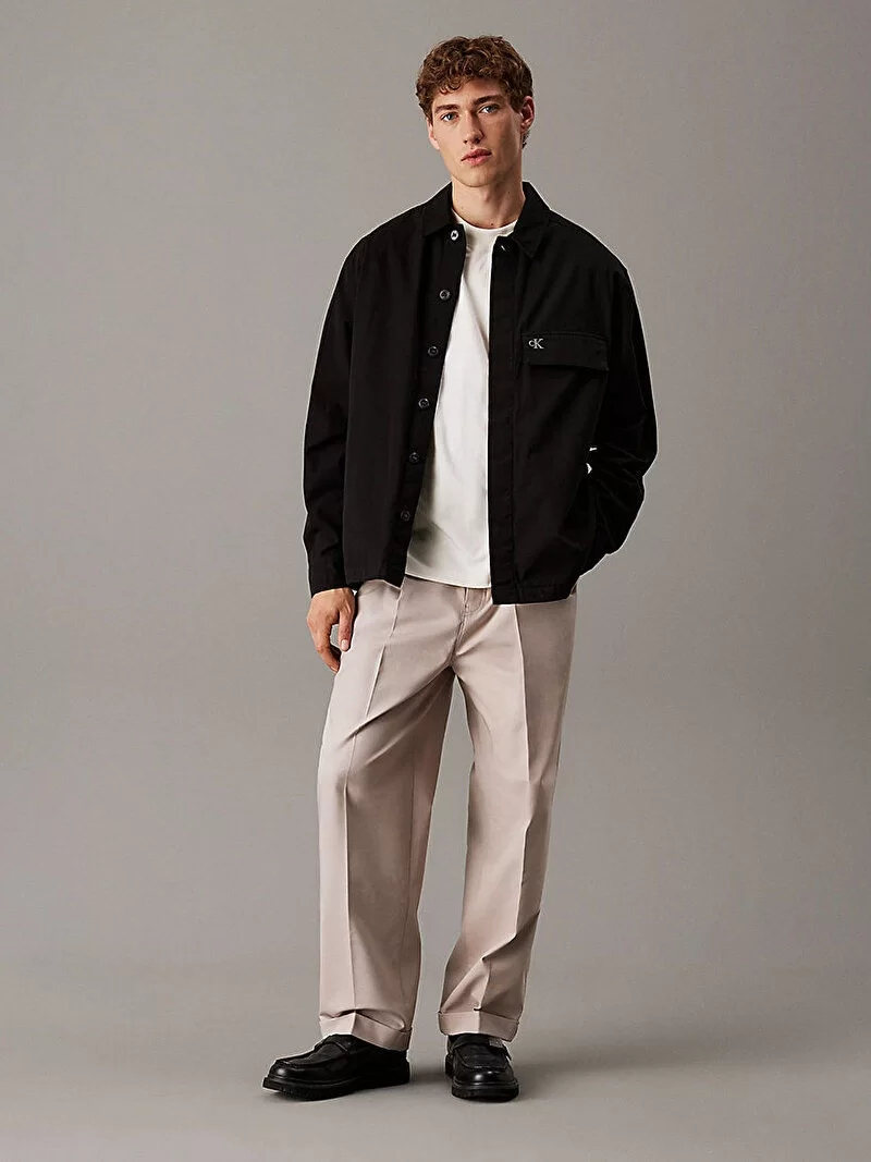 Calvin Klein Erkek Pamuklu Siyah Overshirt Gömlek