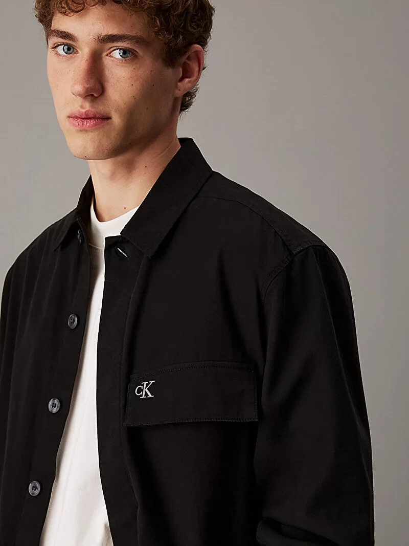 Calvin Klein Erkek Pamuklu Siyah Overshirt Gömlek