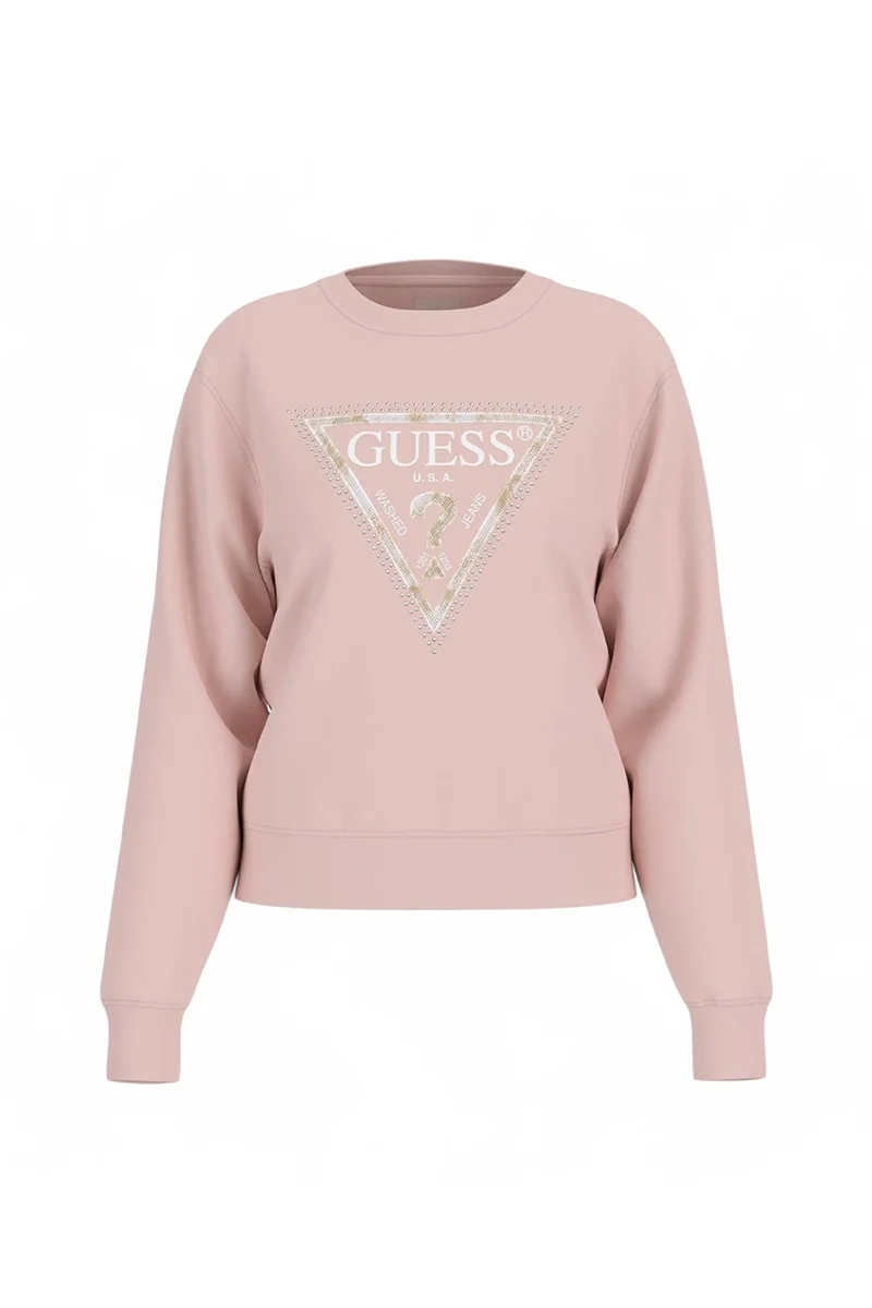 Guess CN PYTHON TRIANGLE LOGO FLECEE Kadın Pembe Sweatshirt W5RQ09K8802-A61L