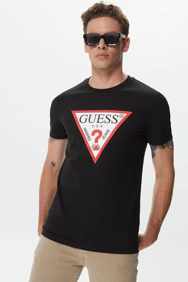 Guess CN SS ORIGINAL LOGO Erkek Siyah T-shirt M2YI71I3Z14-JBLK