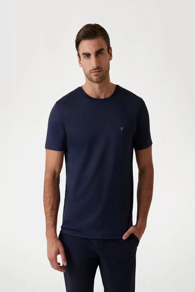 Guess CN SS TECH STRETCH TEE Erkek Lacivert T-shirt M4YI60KCBM0-G7V2