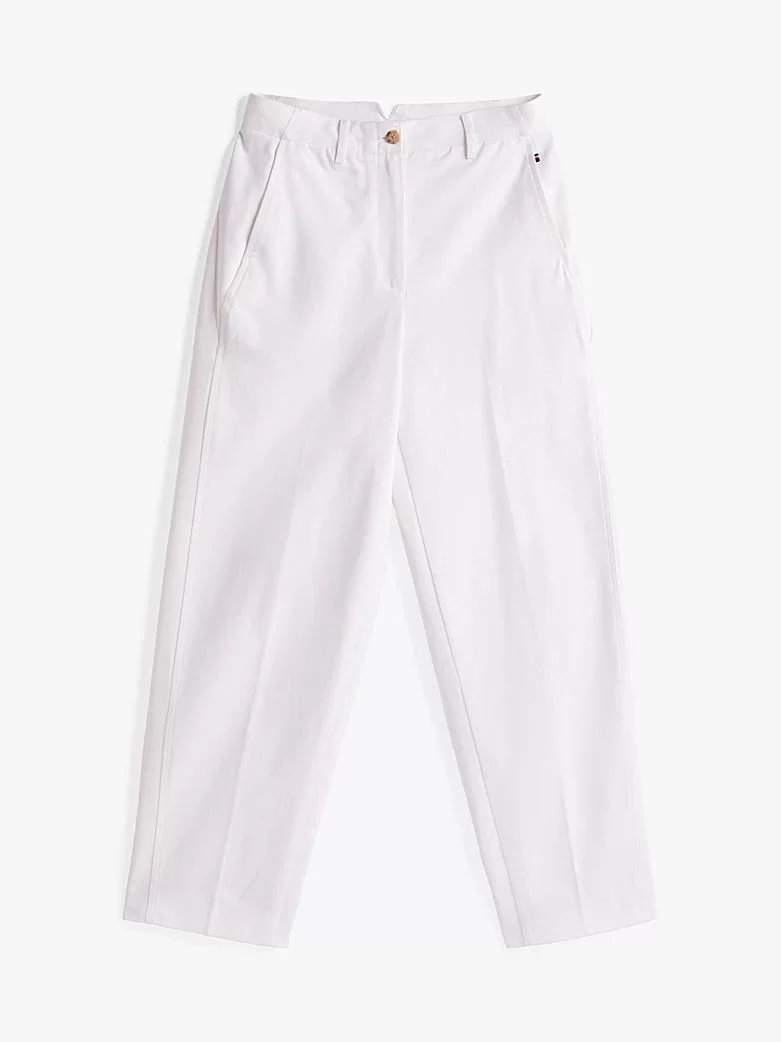 Tommy Hilfiger Kadın Beyaz Rahat Kesim Chino Pantolon