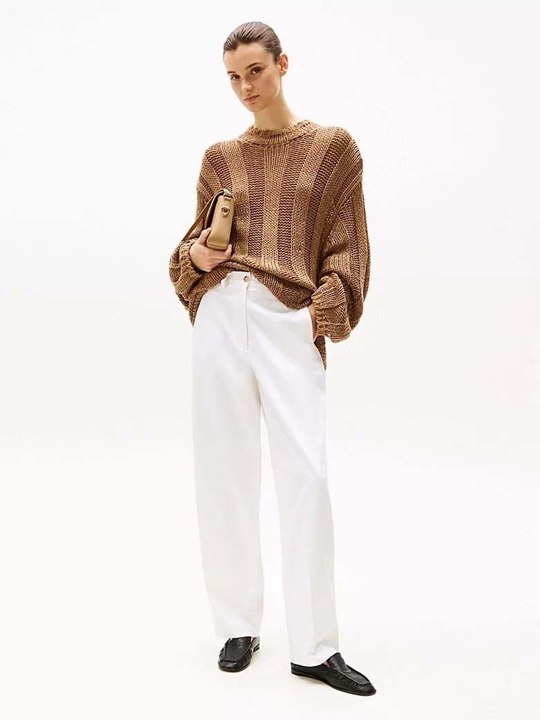Tommy Hilfiger Kadın Beyaz Rahat Kesim Chino Pantolon