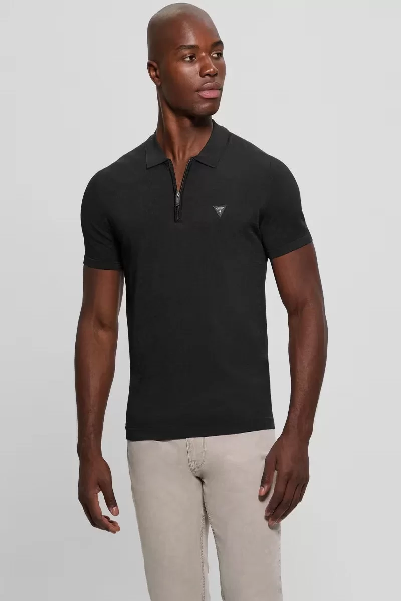 Guess Dane Tech Ss Polo Swtr Erkek Siyah T-Shirt M4YR00Z3DM0-JBLK
