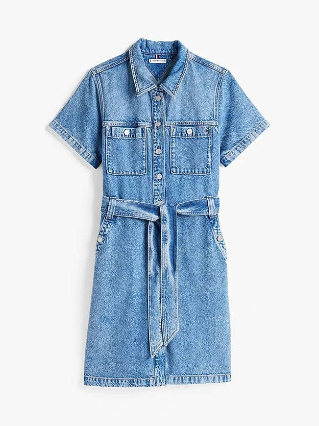 Tommy Hilfiger DNM SS KNEE BELTED DRESS ALI Kadın  Elbise WW0WW443801A8