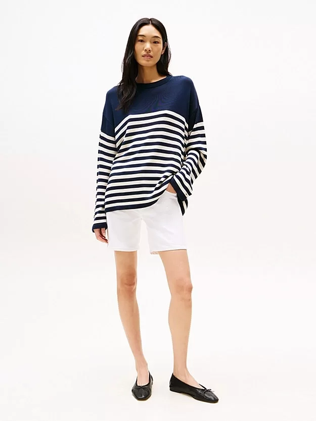 Tommy Hilfiger Kadın Beyaz Orta Bel Kot Şort