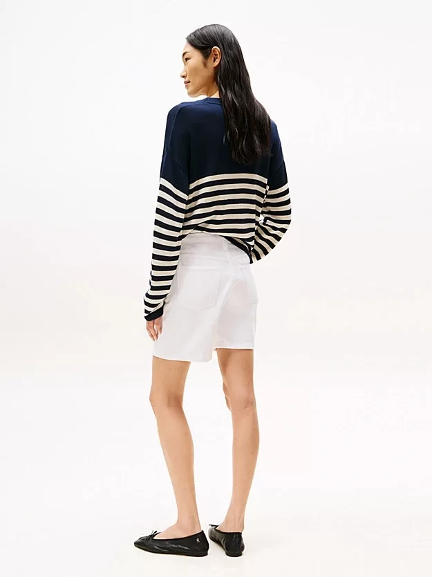 Tommy Hilfiger Kadın Beyaz Orta Bel Kot Şort
