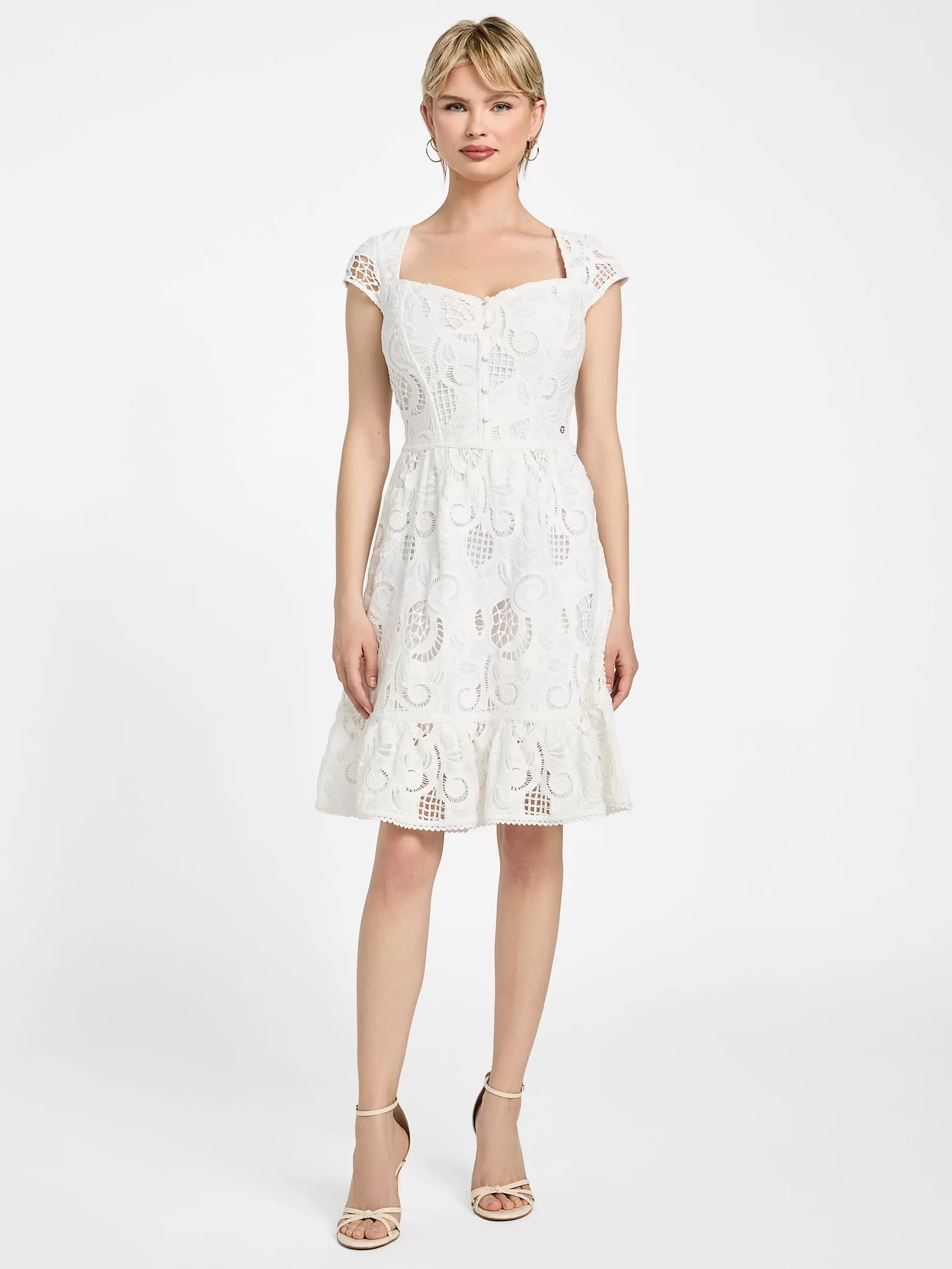 Guess Domıtılla Embro Dress Kadın Beyaz Elbise W5GK50WH521-G011