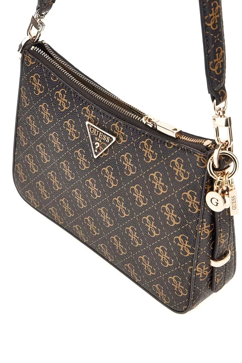 Guess Eco Erıca Top Zıp Shoulder Bag Kadın Kahverengi Çapraz Çanta HWEQG951018-BNL