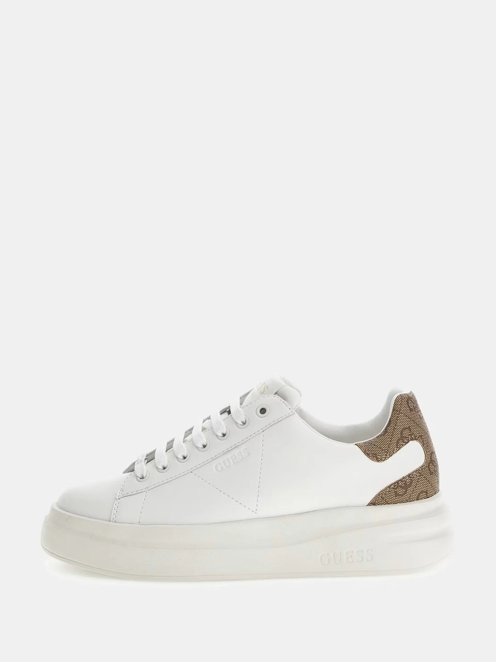Guess Elbina Kadın Ekru Deri Sneaker FLJELBFAL12-WHBEI