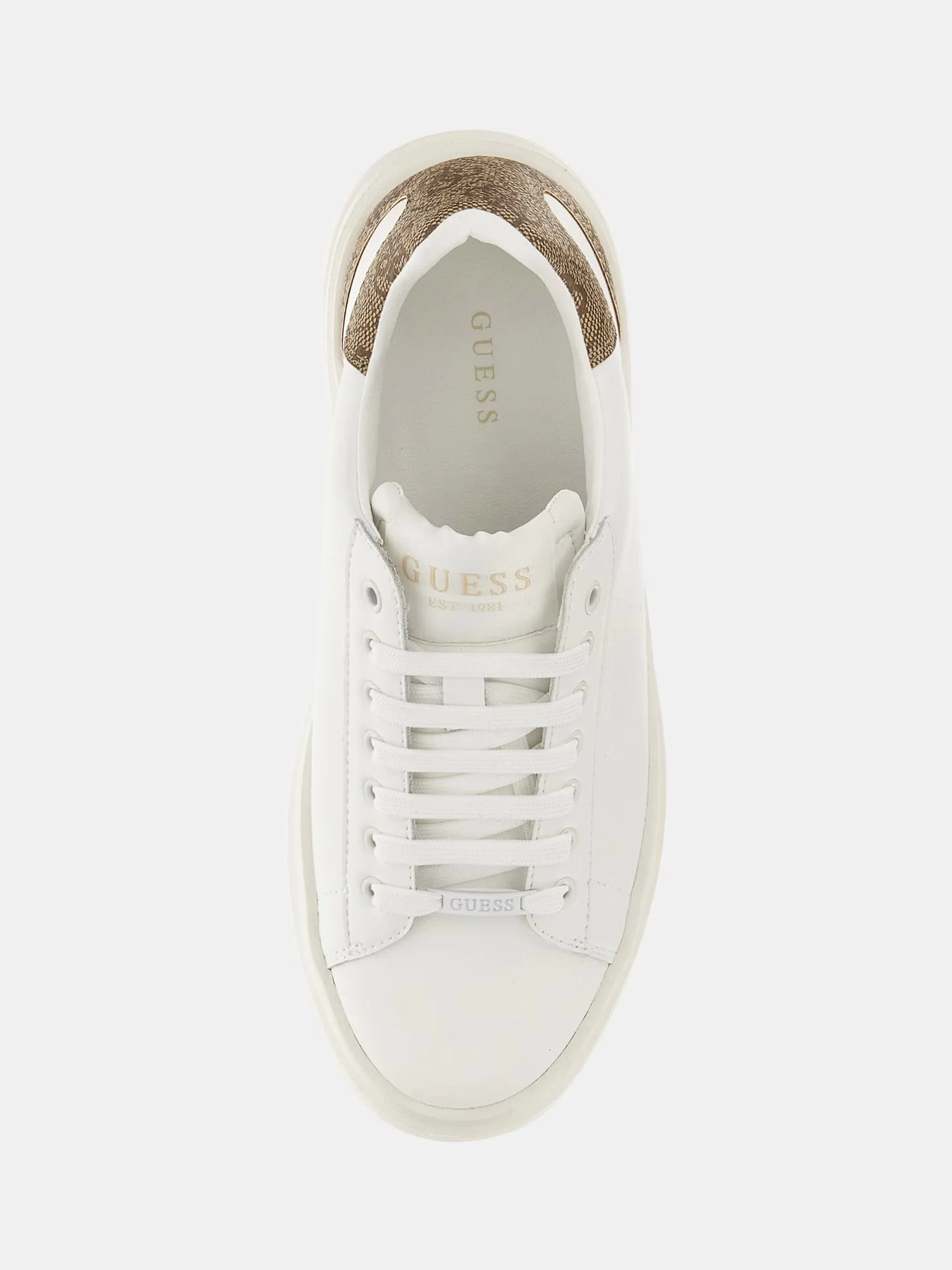 Guess Elbina Kadın Ekru Deri Sneaker FLJELBFAL12-WHBEI