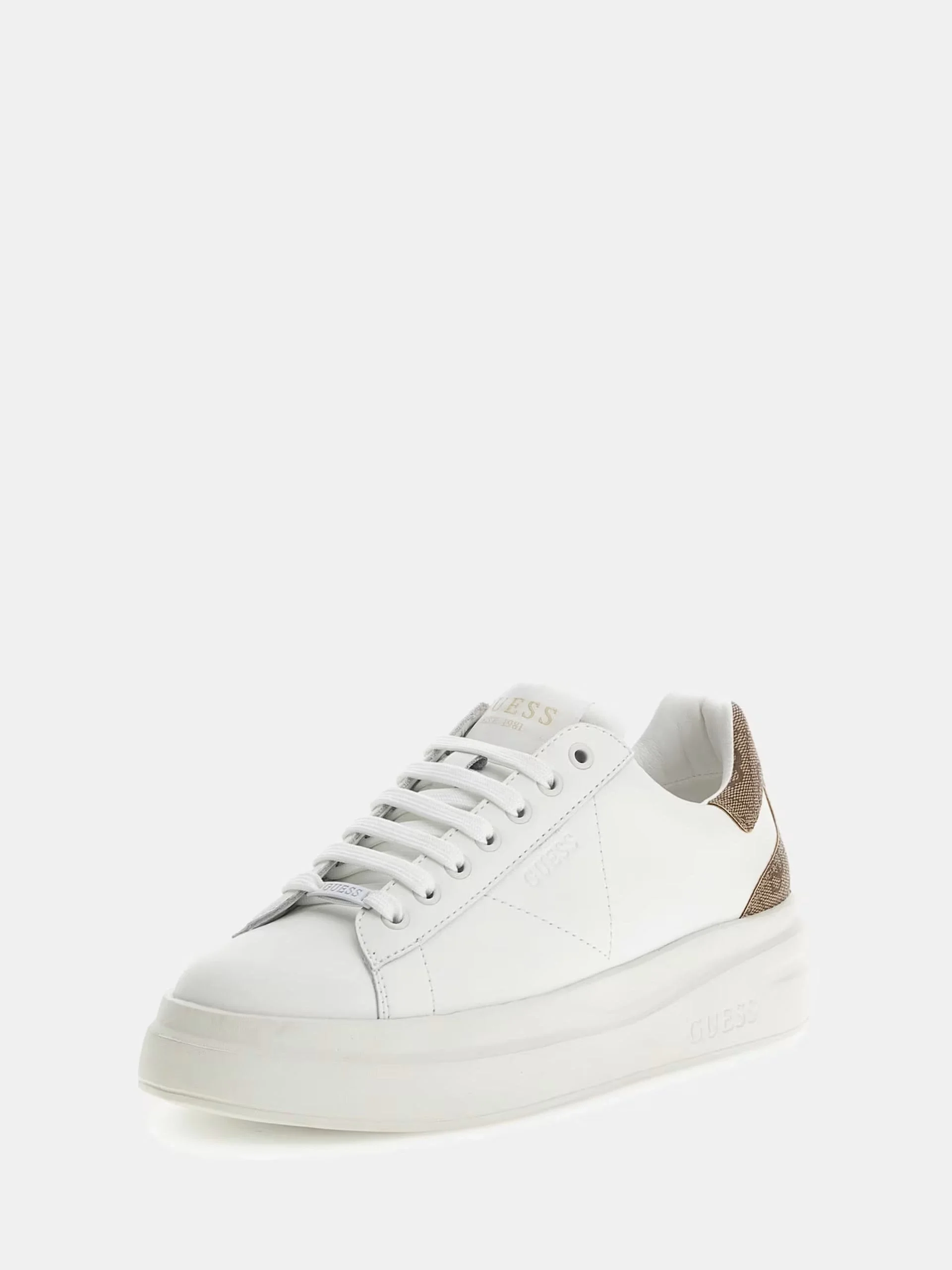 Guess Elbina Kadın Ekru Deri Sneaker FLJELBFAL12-WHBEI
