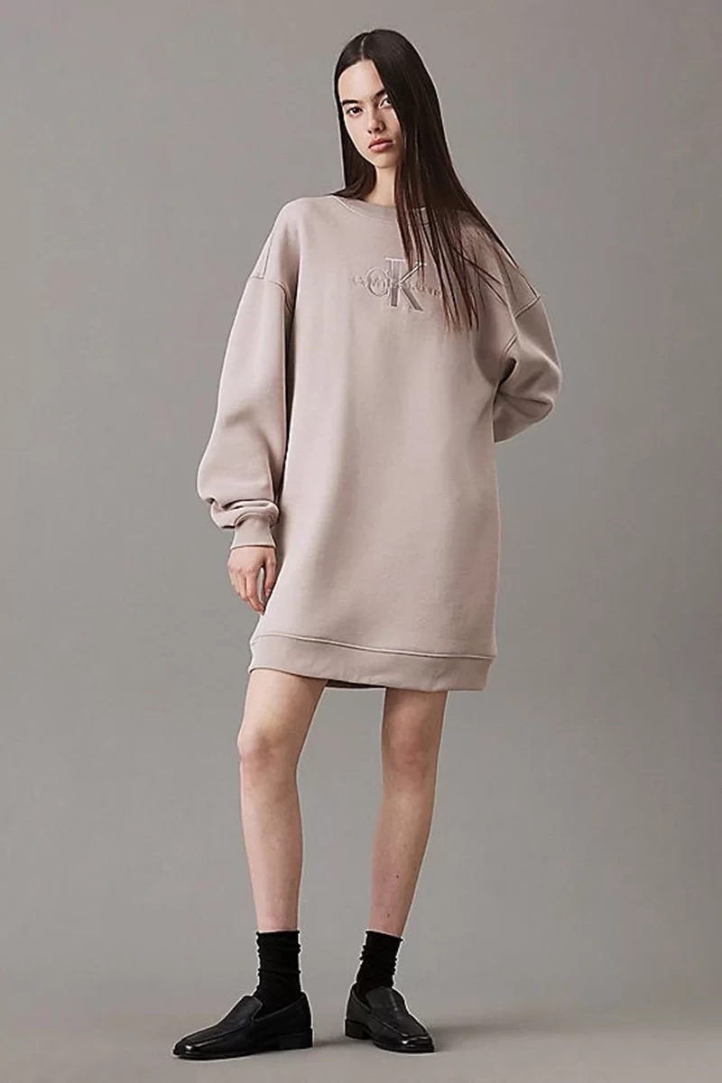 CK Jeans EMBROIDERED MONOLOGO CREW DRESS Kadın  Elbise J20J224834-PAN