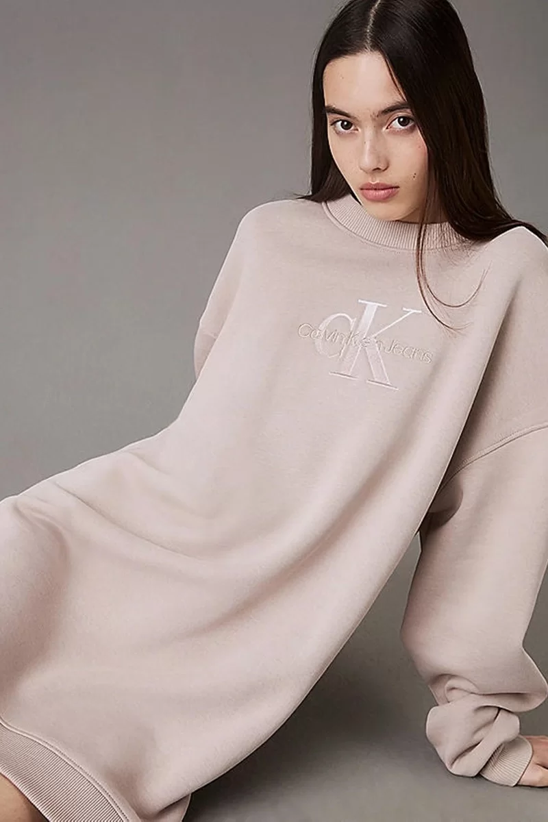 CK Jeans EMBROIDERED MONOLOGO CREW DRESS Kadın  Elbise J20J224834-PAN